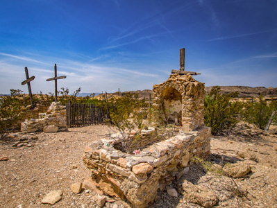 Native Stone Tomb with Wooden Cross