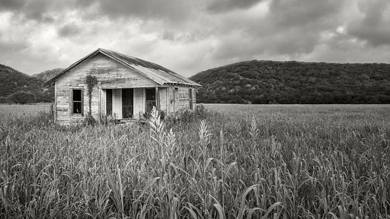 Abandoned Ranch House B&W